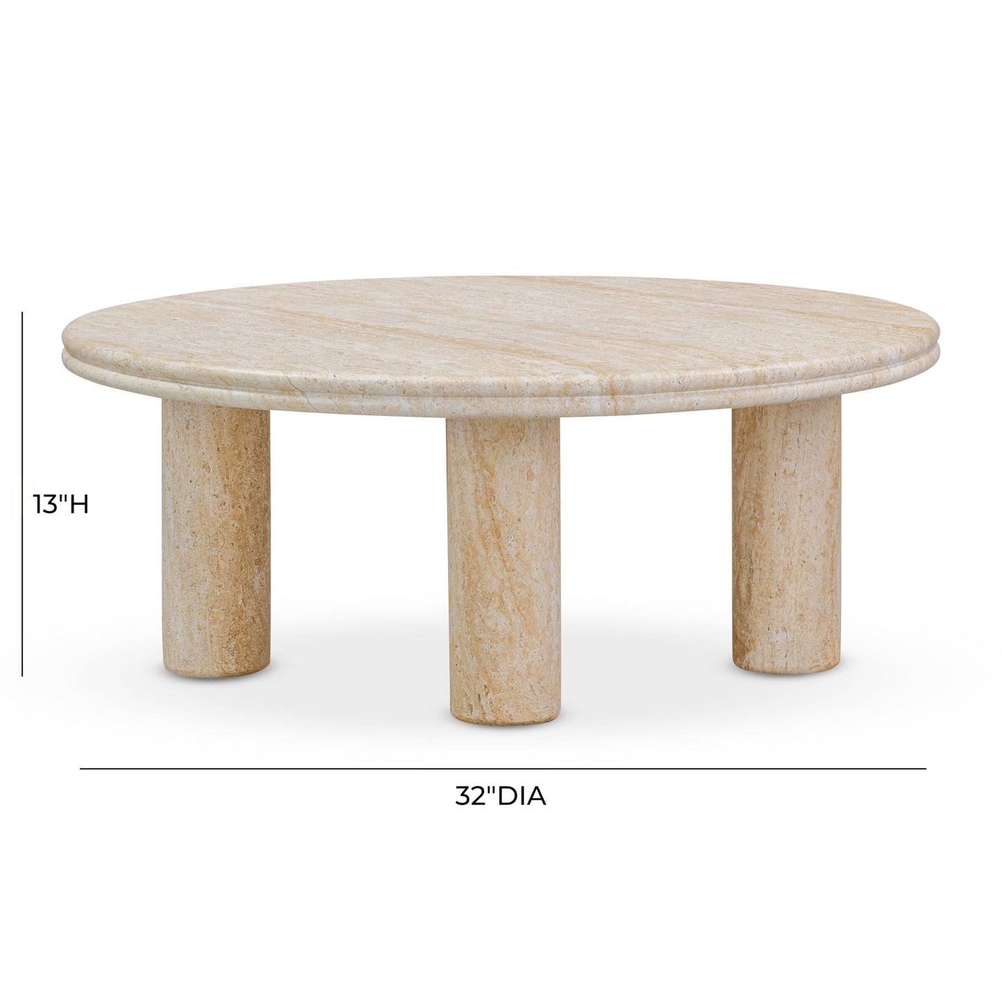 Tov Furniture Amora Faux Travertine 32" Round Accent Table