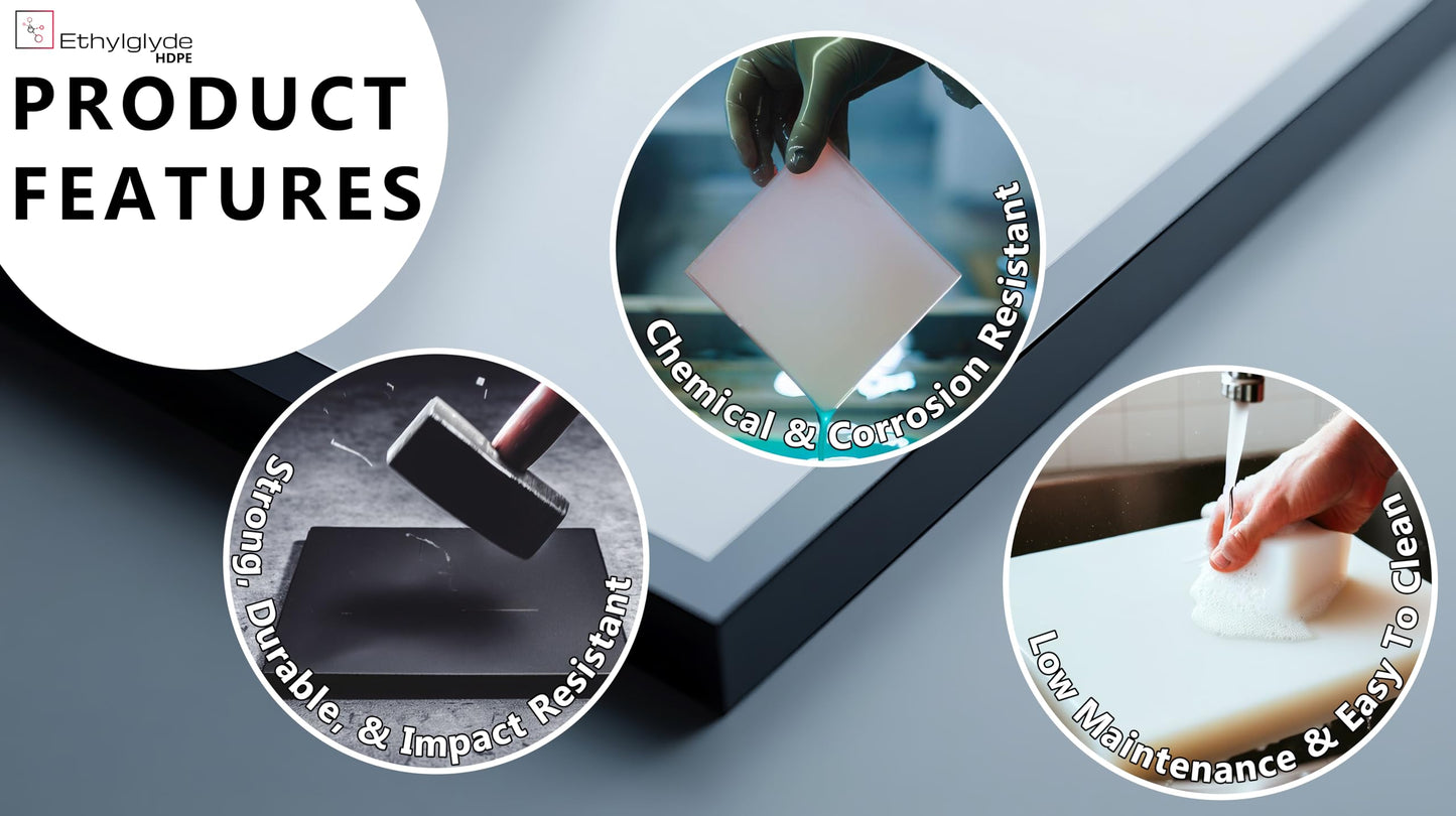 Natural HDPE Sheet. Starboard Texture, Marine Board, Cutting Board, High Density Polyethylene Plastic Sheet, DIY Project Material. Nominal Cut +(-) 1/8". Fabricated in USA. 24" x 48" (3/4" Thick)