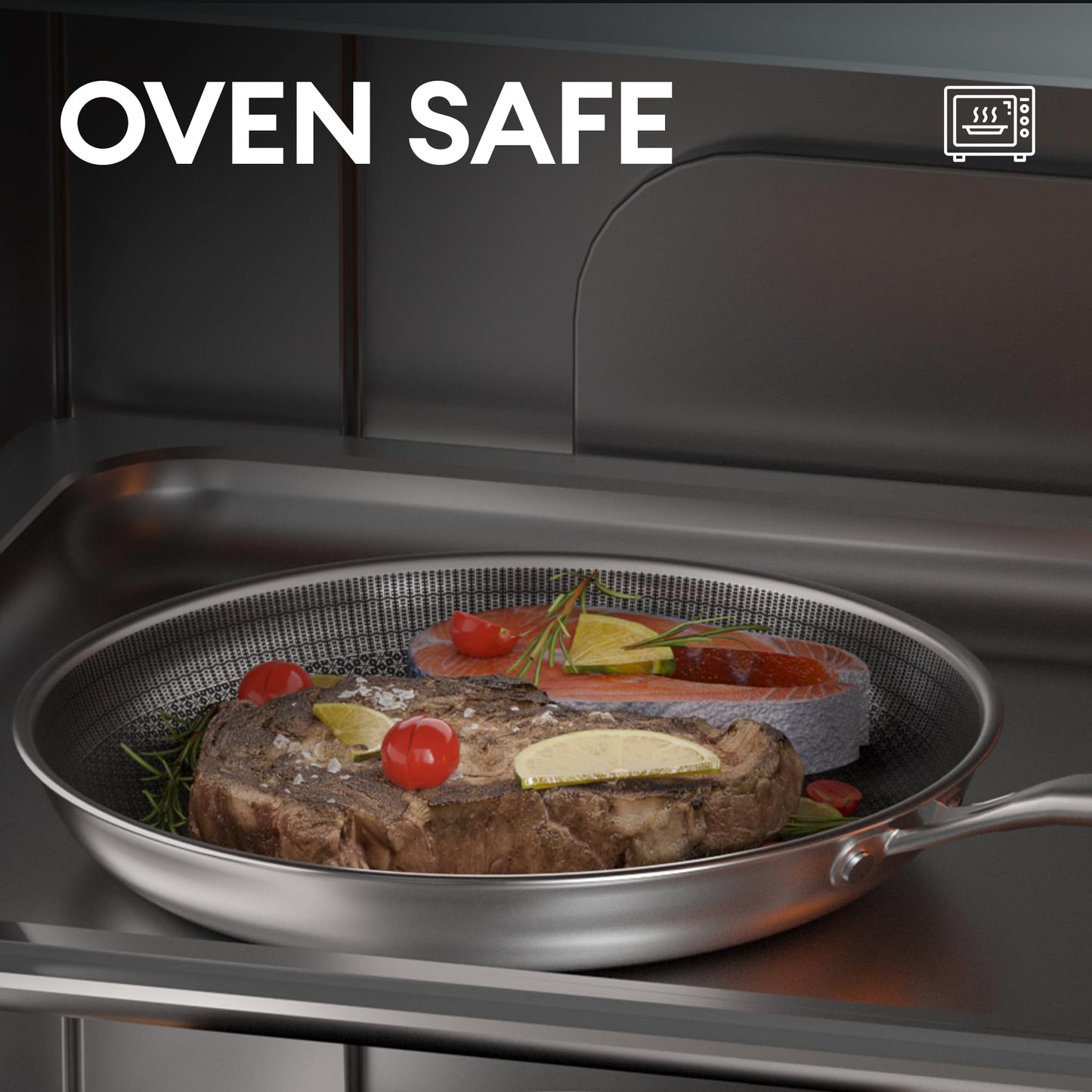 COOKER KING Stainless Steel Pans Set of 3 (8+10+12 Inch), Nonstick Frying Pans, Induction Pan Set, Chef's Pan, Skillets Dishwasher & Oven Safe, Stay-Cool Handles, Compatible with All Cooktops