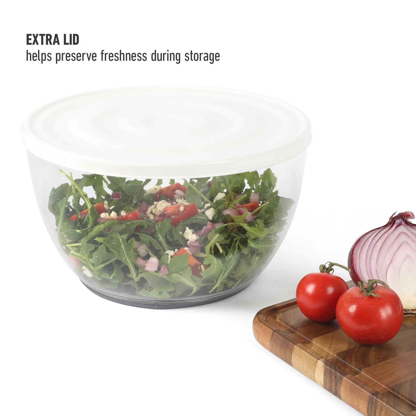 Calphalon Aero 6.3 Qt Salad Spinner, Fruit Wahser, Fruit Washing Bowl with Strainer, Vegertable Cleaner, Salad Cleaner, Lettuce Washer