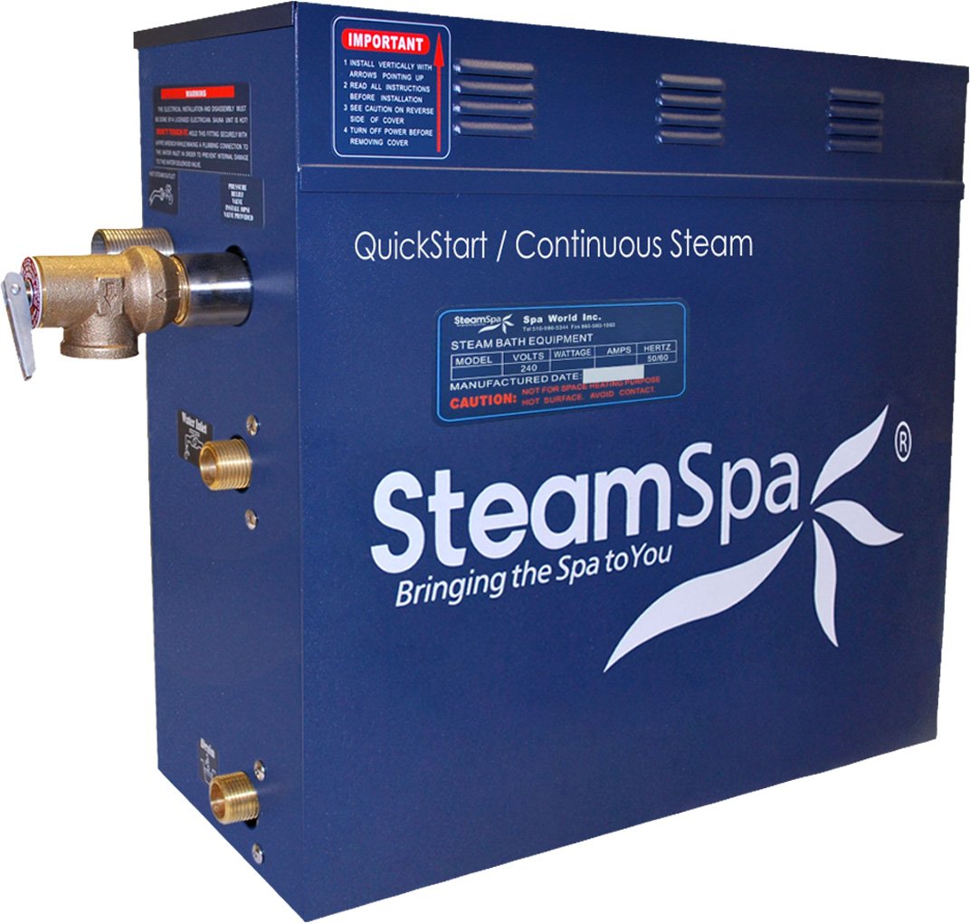 STEAMSPA 7.5kW Steam Sauna Generator Sentry Series 240V Steam Generator with Touch Screen, Steamhead, Built-in Steam Shower Auto Drain, ACU Quickstart Steam Bath Generator (Brushed Nickel)