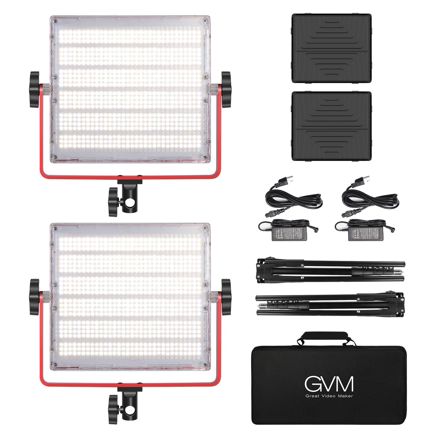 GVM 1200D RGB LED Video Light, 50W Video Lighting Kit with APP Control, 3200K-5600K Photography Lighting kit for Studio, Aluminum Alloy Shell,20 Scene Modes & CRI97+, 2-Pack with Softbox