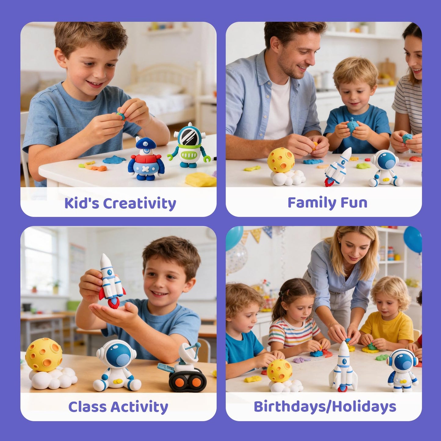 Both Idea Air Dry Clay Kit for Kids, 12-Piece Modeling Clay Sculpting Set, Ultra Light & Soft Non-Sticky, DIY Art Crafts for School Projects & Party Favors, Safe Gift for Boys & Girls