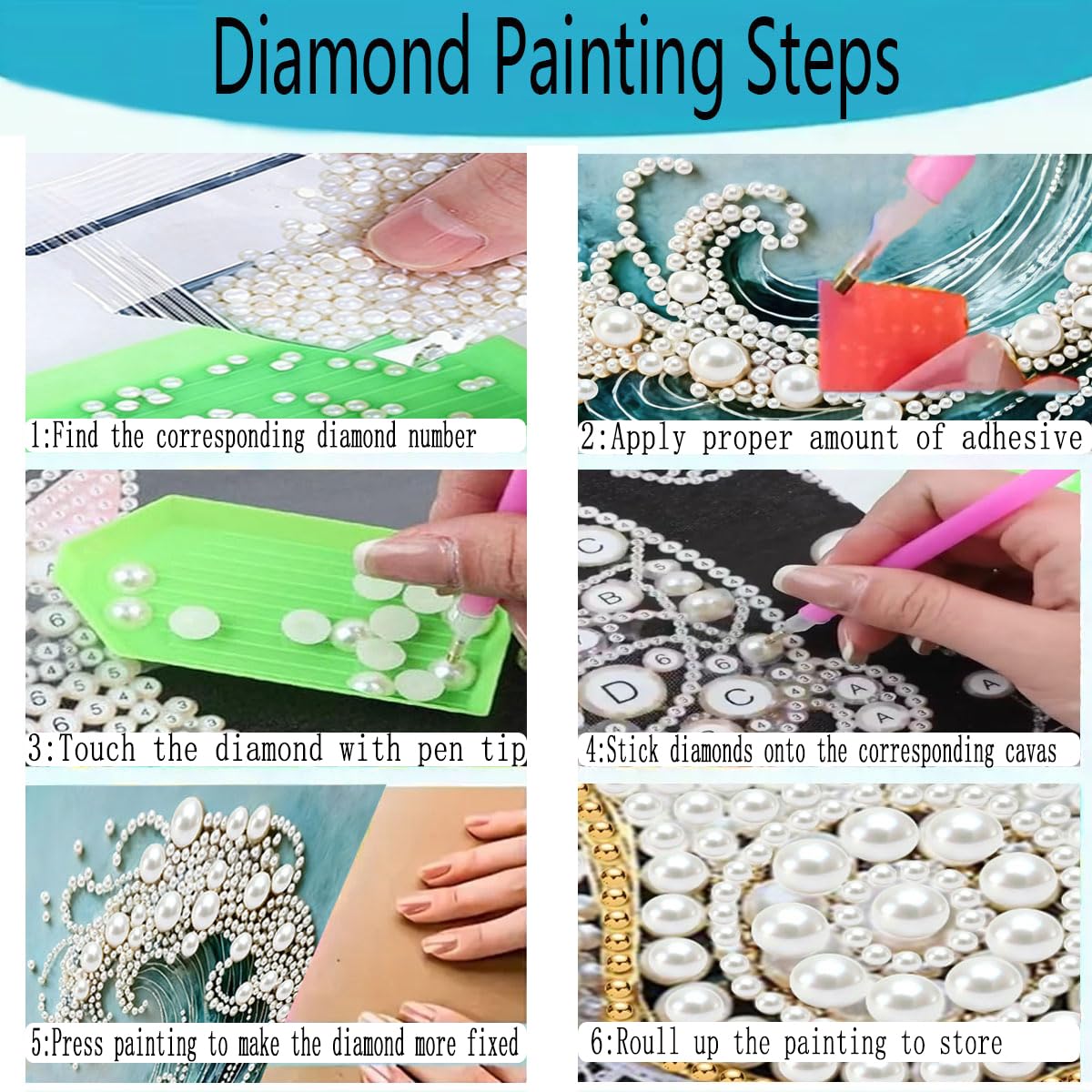 Sea Wave Special Shaped Diamond Art Painting Kits for Adults, Beach 5D Pearl Diamond Painting Kits for Adults Beginner,DIY Pearl Rhinestones Diamond Dots Painting for Home Wall Decor 12 x 16 Inch
