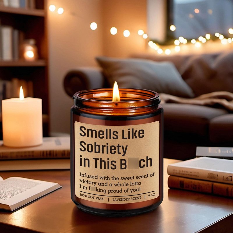 GSPY Smells Like Sobriety Candle - Sobriety Gifts for Women, Men - 2 Year Anniversary, 1 Year Sober Gifts Ideas - Funny Birthday, Sober Celebration, Recovery, Proud of You Present for Her, Him