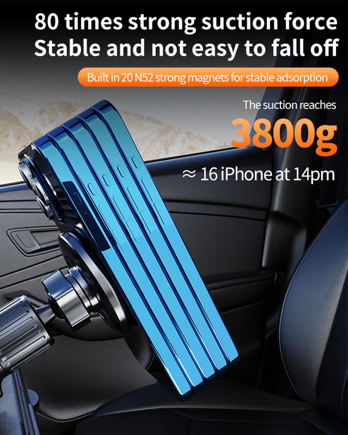 Vent Phone Mount for Car, Magnetic with Car Phone Holder, Case-Friendly & Secure Fit Black