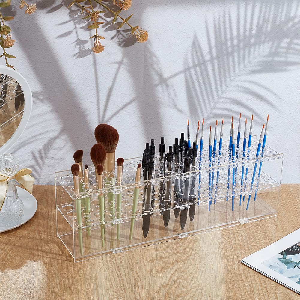 ACRNIGHEET Acrylic Paint Brush Holder, 125 Holes Brush Organizer, Multi-functional 7 Compartmen Storage Rack for Brushes Pen Pencil Artist