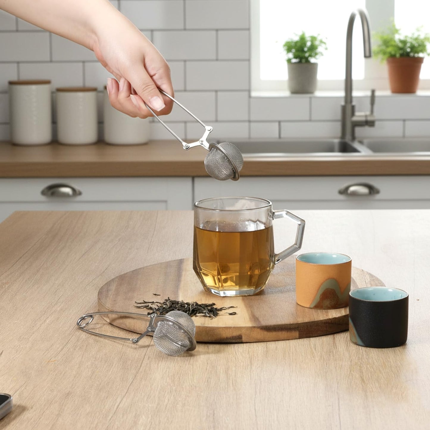HANLANXUE 36 Pcs Loose Leaf Tea Infuser Stainless Steel Mesh Snap Tea Strainers Tea Infuser with Handle Fine Mesh Tea Ball Filter Tea Diffusers Steeper for Loose Leaf Tea, Seasonings
