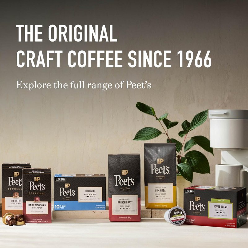 Peet's Coffee, Medium Roast Decaf Espresso Capsules, Compatible with Nespresso Original Machine, Decaffeinated Arabica Coffee - Decaf Ristretto Intensity 10, 100 CT (10 Boxes of 10 Espresso Capsules)