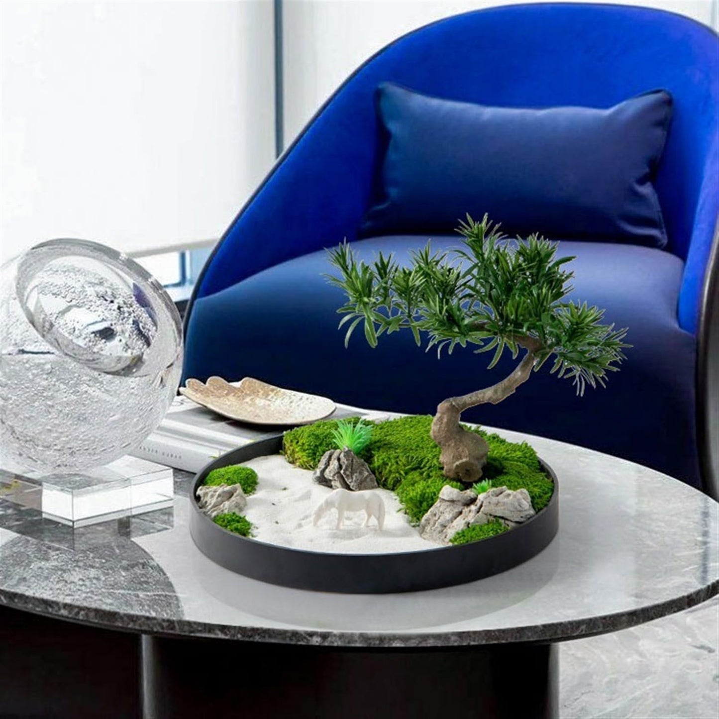 WANGHAI2024M Artificial Trees Round Table Center Turn Decorative Light Luxury Floral Hotel Table Simulation Tree Ornaments Chinese Greenery Ornaments Artificial Bonsai