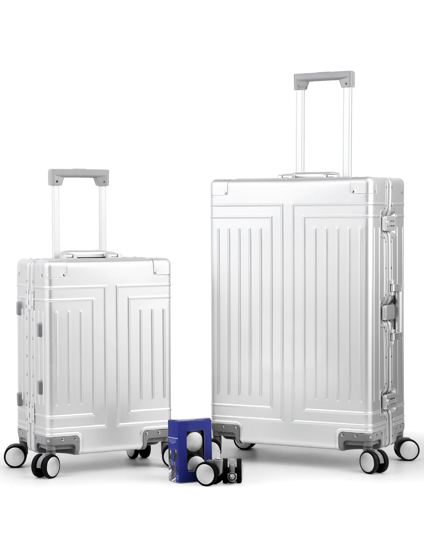 KANGSHILU All Aluminum Magnesium Luggage 28inch,Cut from Whole Aluminum Sheet(3rd Generation,Premium Magnesium Metal zipperless suitcase ) (silvery, 28inch)