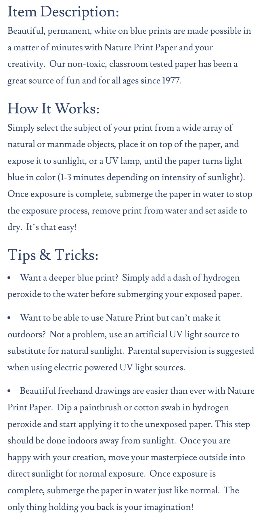 Nature Print Paper - NPP40 Sun Activated, 5 x 7 Inches, Pack of 40 - 1006385