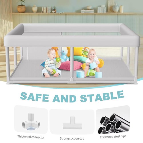 Hiaksedt Large Baby Playpen - Sturdy Safety Play Yard for Indoor & Outdoor Use | 65x50 Inch with Zipper Gate