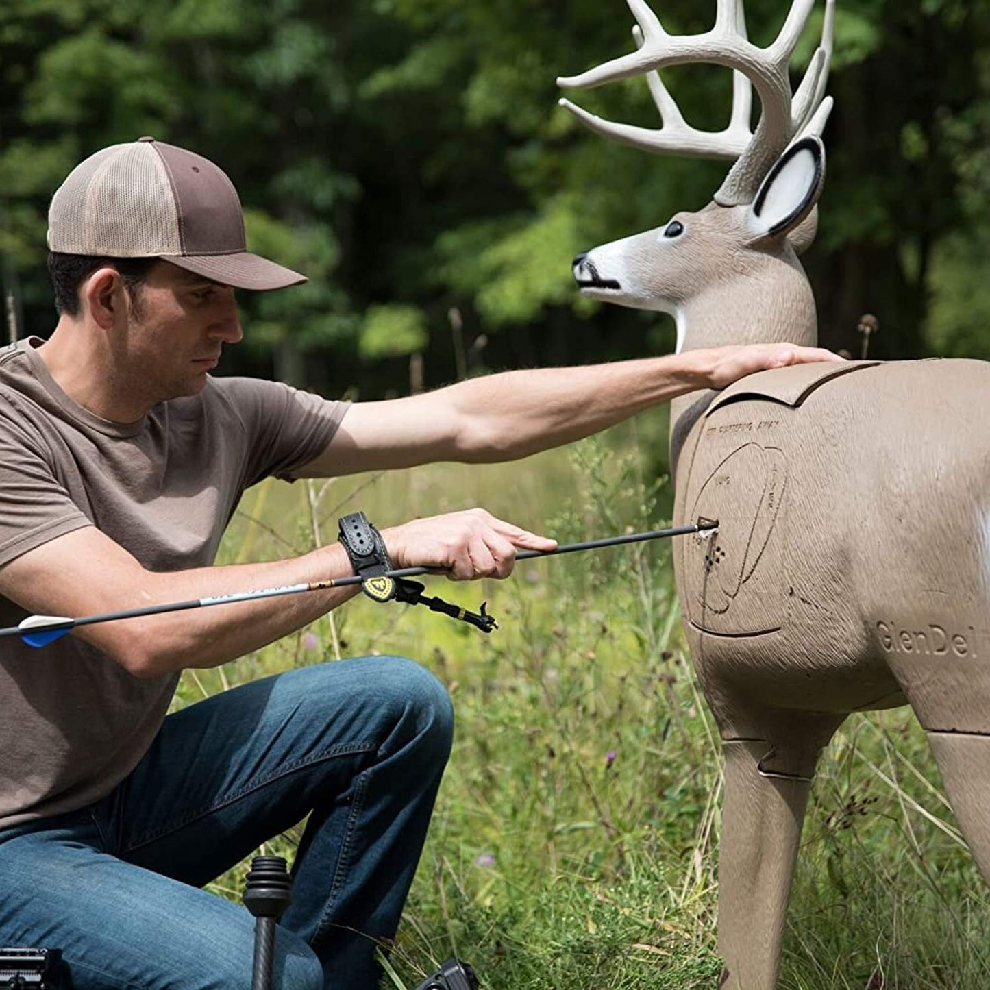 Field Logic GlenDel Full-Rut Buck 3D Archery Target with Replaceable Insert Core, GlenDel Full-Rut Buck w/4-sided insert, brown