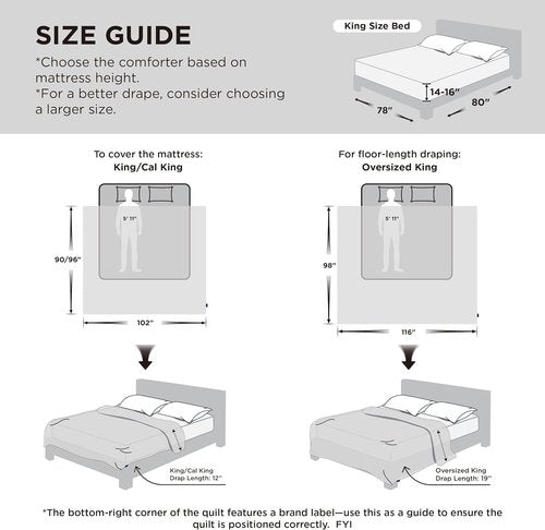 Bedsure Comforter Duvet Insert - Quilted Cal King Size, All-Season Down Alternative Bedding, Light Grey | 130x120 Inches