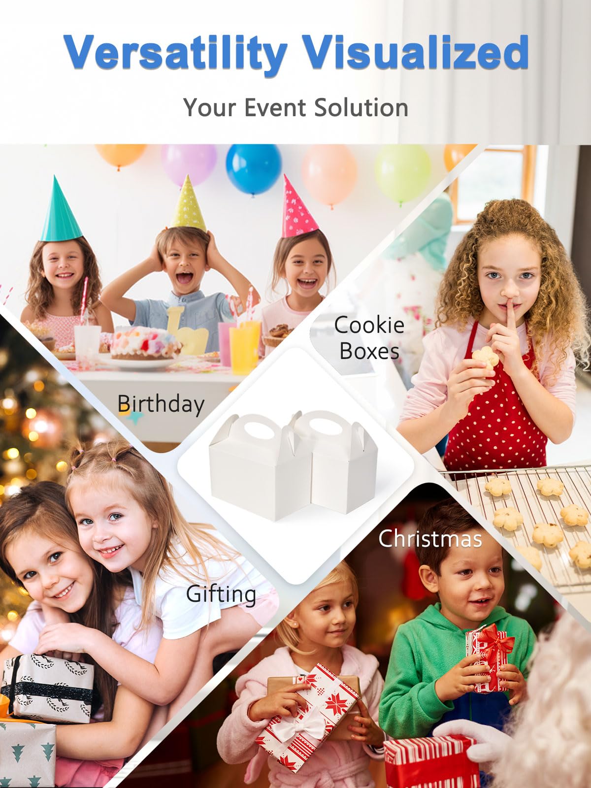 Shallive 50 Pcs Small Party Treat Boxes, Goodie Box for Kids Birthday White