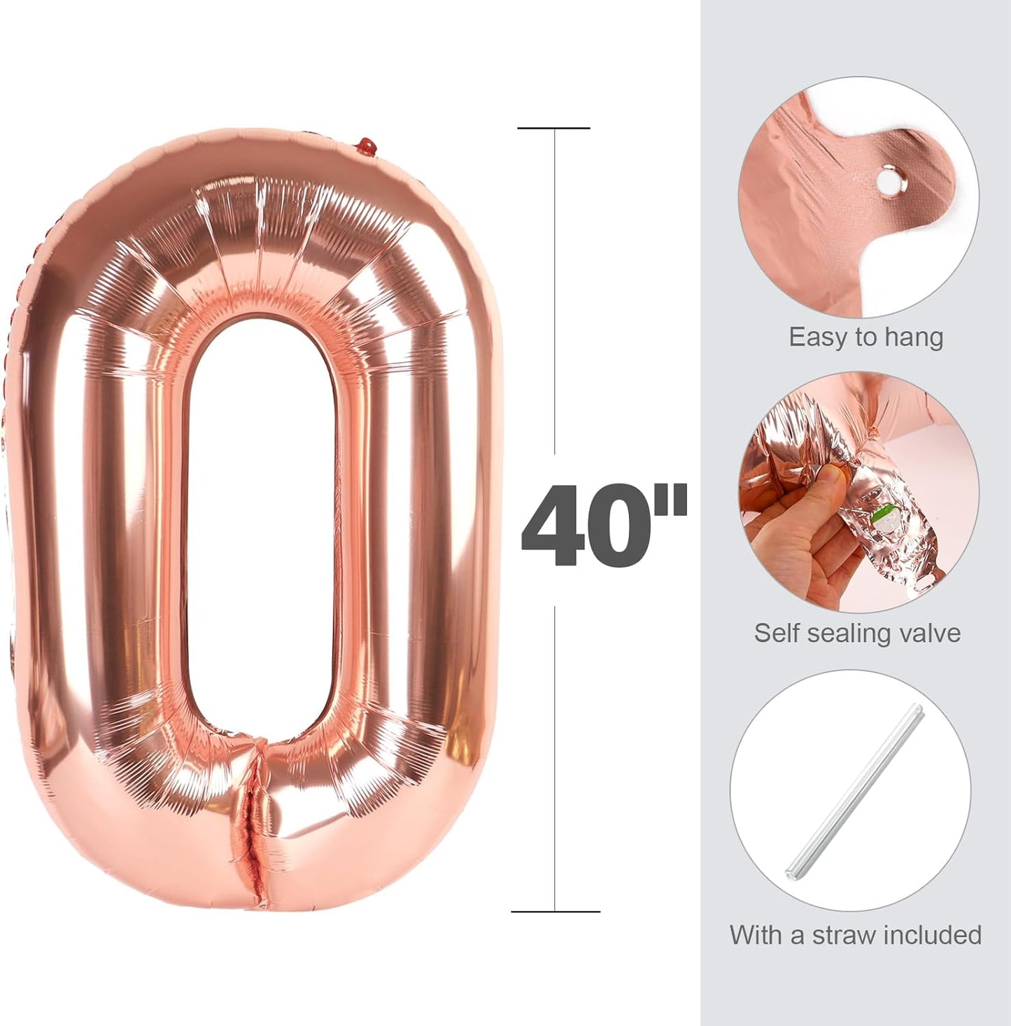 Regine Switzerland 50 Balloon Number - Rose Gold 40-Inch Birthday Decorations for 50th Celebrations | Perfect for Weddings, Anniversaries, and Graduations
