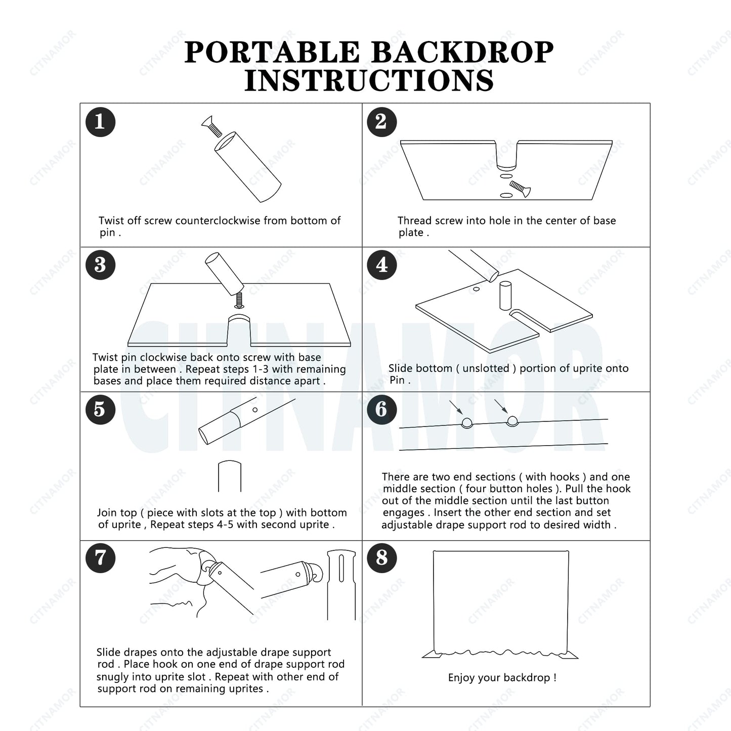 Pipe and Drape Adjustable Uprights, Crossbars,Bases & Hangers - Drape Systems for Backdrops, Trade Shows, Events, Photo Booths and Decorations by CITNAMOR (10' Tall x 10' Wide Kit(2xCrossbar))