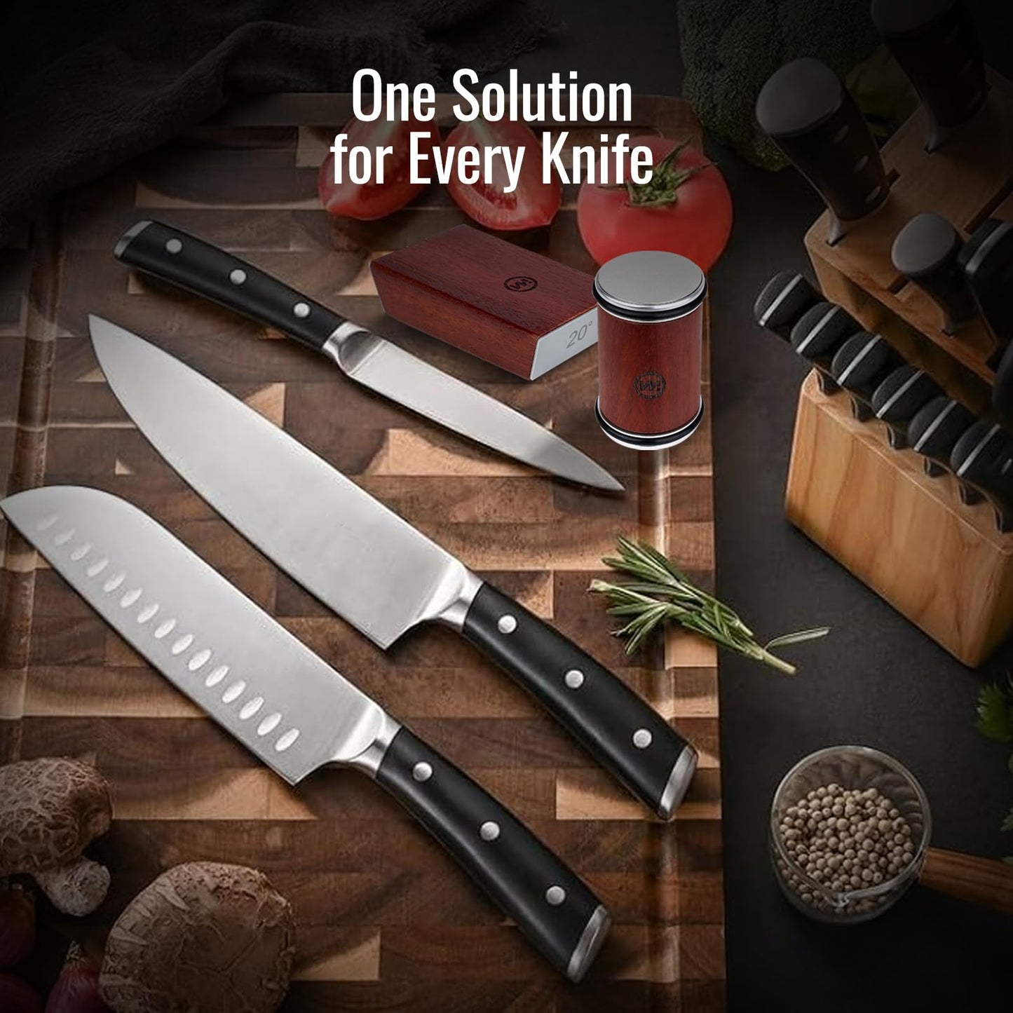 Knife Sharpener Tool,Rolling Knife Sharpener Kit with Diamond for Steel of Any Hardness, knife Sharpener with 15 & 20 Degree Magnetic Anglefor Chef's, Fruit, and All Steel Knives