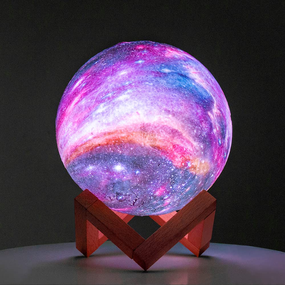BRIGHTWORLD Moon Lamp Galaxy Lamp 5.9 inch 16 Colors LED 3D Moon Light, Remote & Touch Control Moon Night Light Gifts for Girls Boys Kids Women Birthday(Wooden Base)