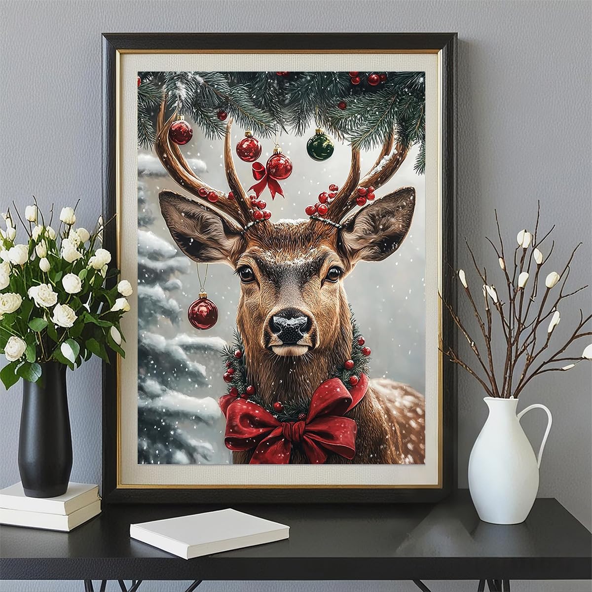 Amz Camel Diamond Painting Kit, 30x40cm Christmas Reindeer Diamond Art, Crystal Bead Decoration, Easy Craft for Beginners, Festive Holiday Gift