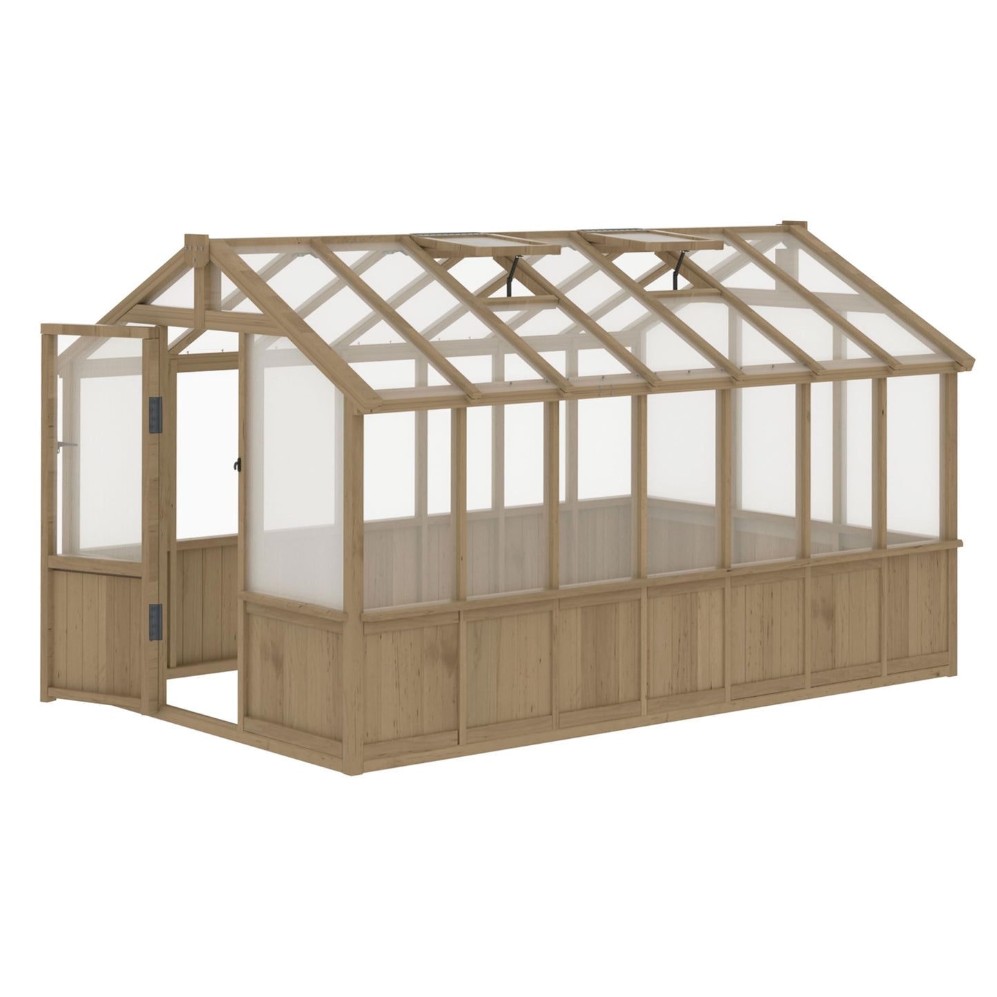 MUPATER 8 x 14FT Walk-in Wooden Greenhouse, Heavy Duty Green House Kit with Ventilated Window & Lockable Door, Greenhouse for Outside Garden, Backyard, Patio, Lawn