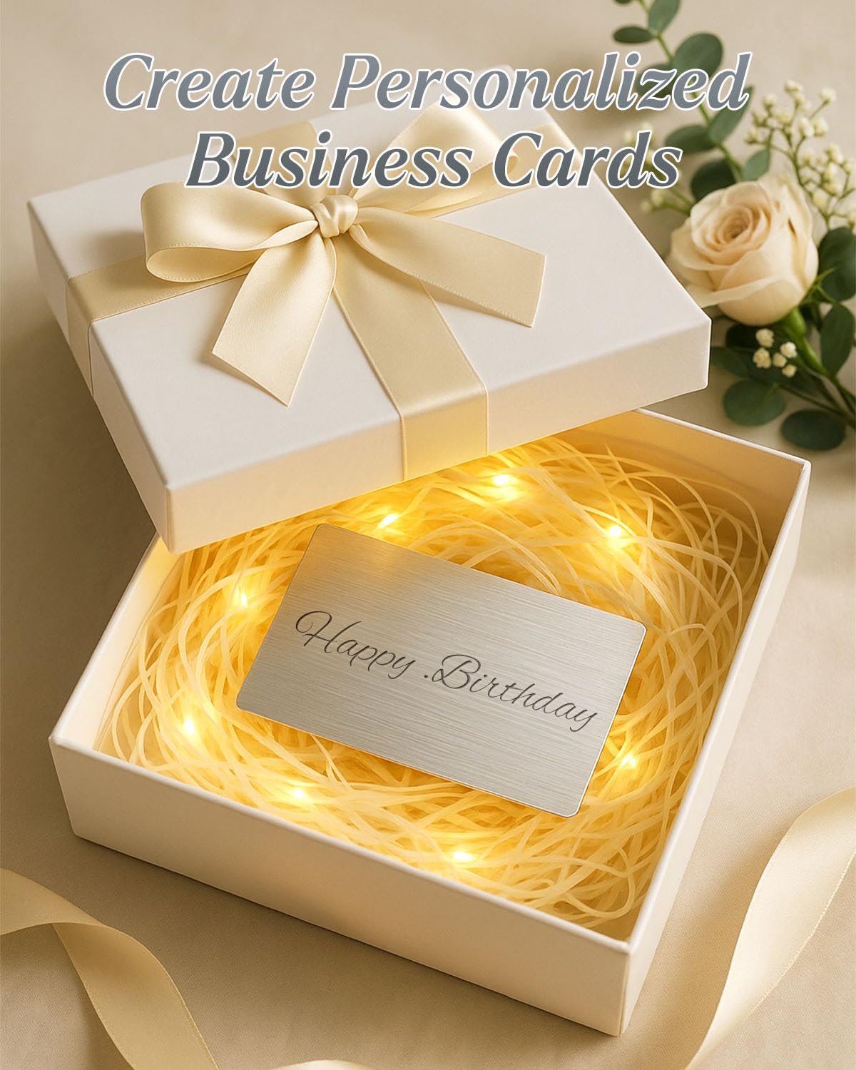 AOKLIT 30 pcs 304 Stainless Steel Metal Business Cards Blanks, 3.4 x 2.1 Inch Thickness 0.5 mm Metal Card Laser Engraving Steel Plates for Business House Customer DIY Gift