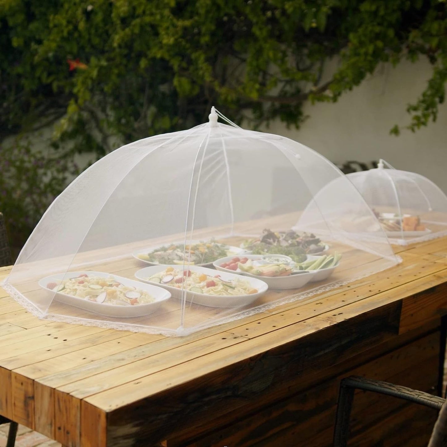 Simply Genius Pop-Up Mesh Food Covers - 17 x 17 in, White, 6 Pack, Large & Tall - Reusable & Collapsible Food Tents for Outdoor Serving