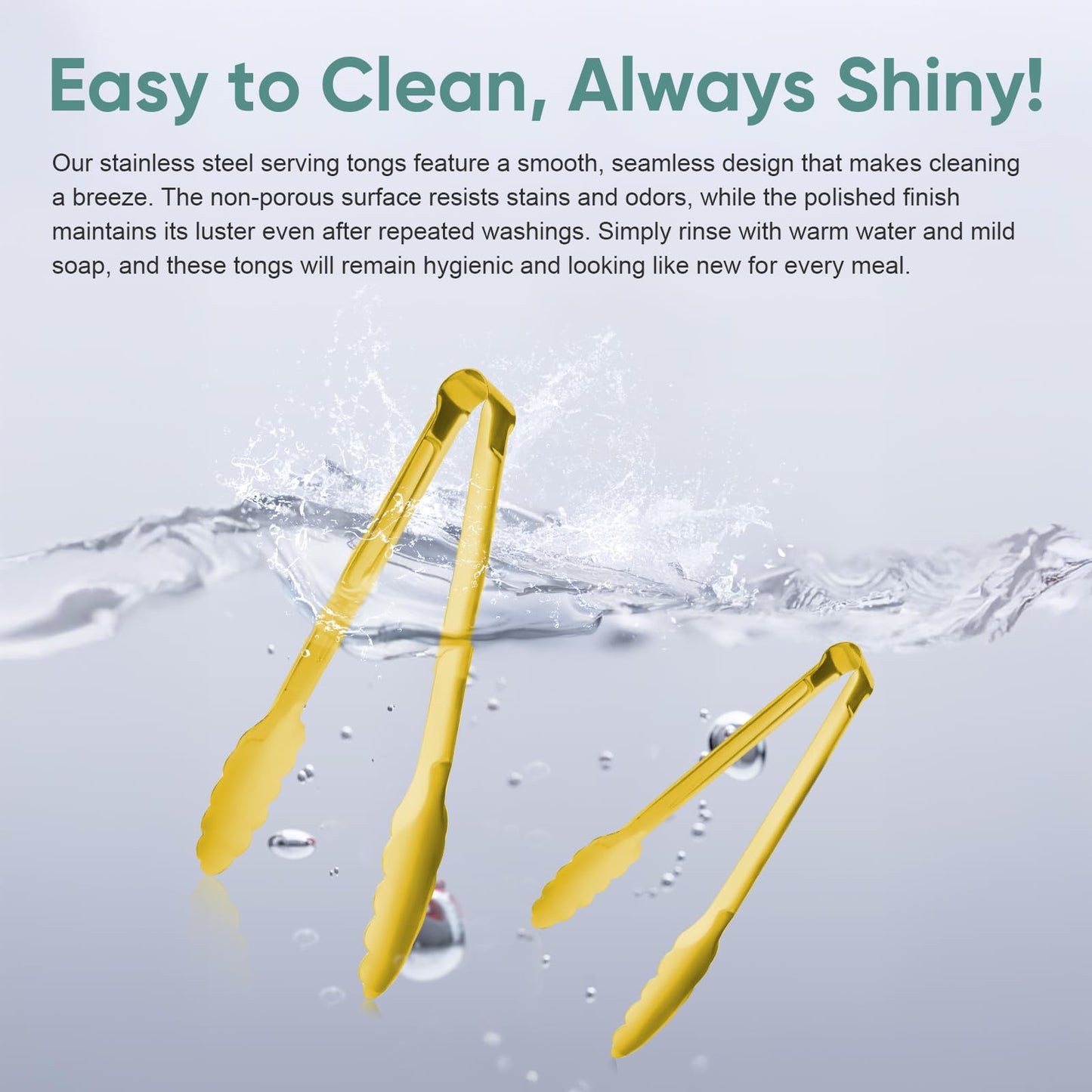 Gold Buffet Tongs 9'' Inches Serving Tongs Heavy Duty Stainless steel Kitchen and BBQ Utility Tong Pack of 12 (Gold, 9inch)