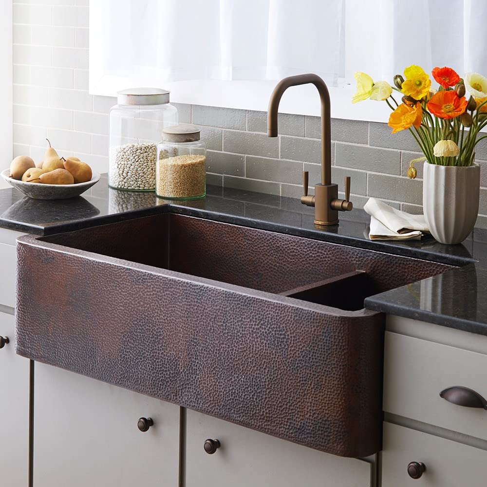 Native Trails CPK274 Farmhouse Duet Pro Kitchen SInk in Antique Copper