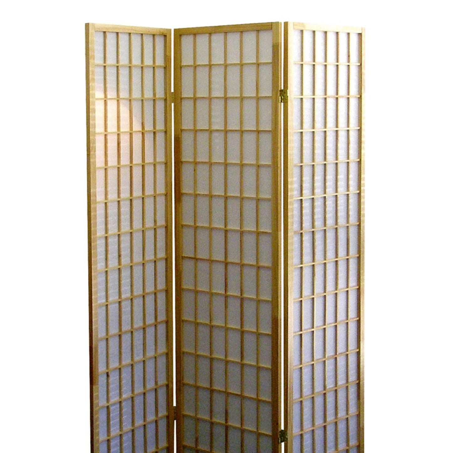 70" Tall 3 Panel Screen, Room Divider, Japanese Style with Natural Wood
