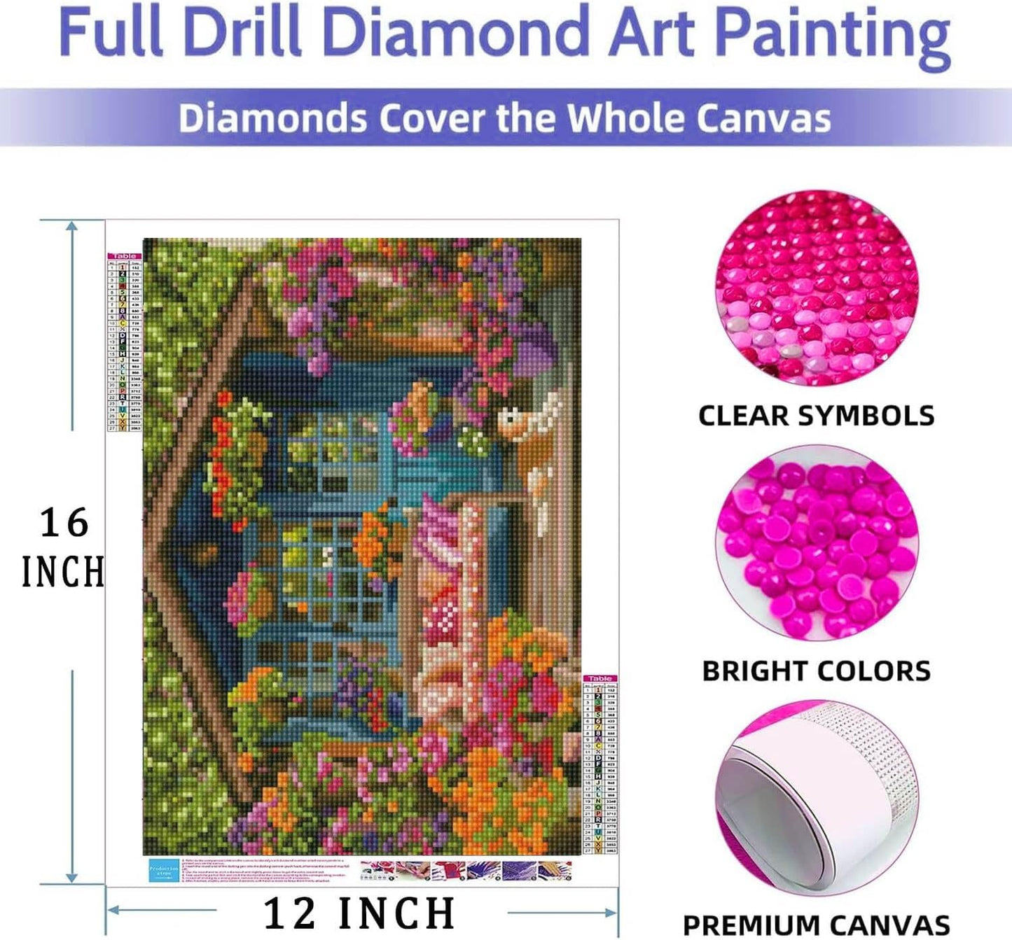 Lovepefe Flower House Diamond Art Painting Kits for Adults Dog 2 Pack Paint with Diamond Kit for Beginners DIY Full Drill Gem Art Home Wall Decor 12 X 16 Inch