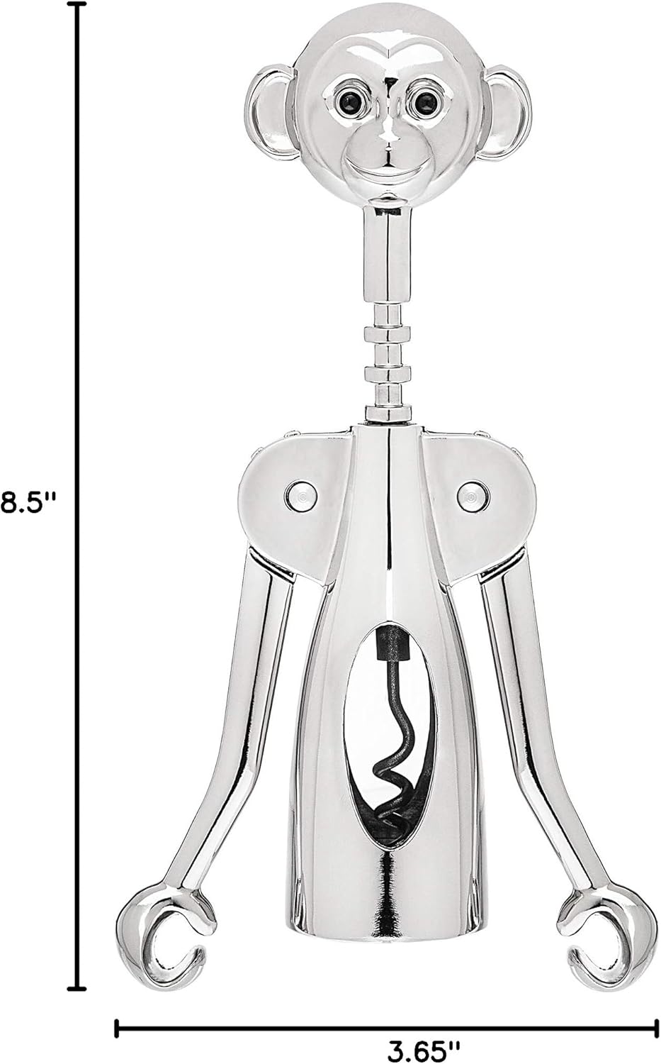 Godinger Monkey Head Corkscrew, Wine Cork Bottles Opener and Beer Cap Remover