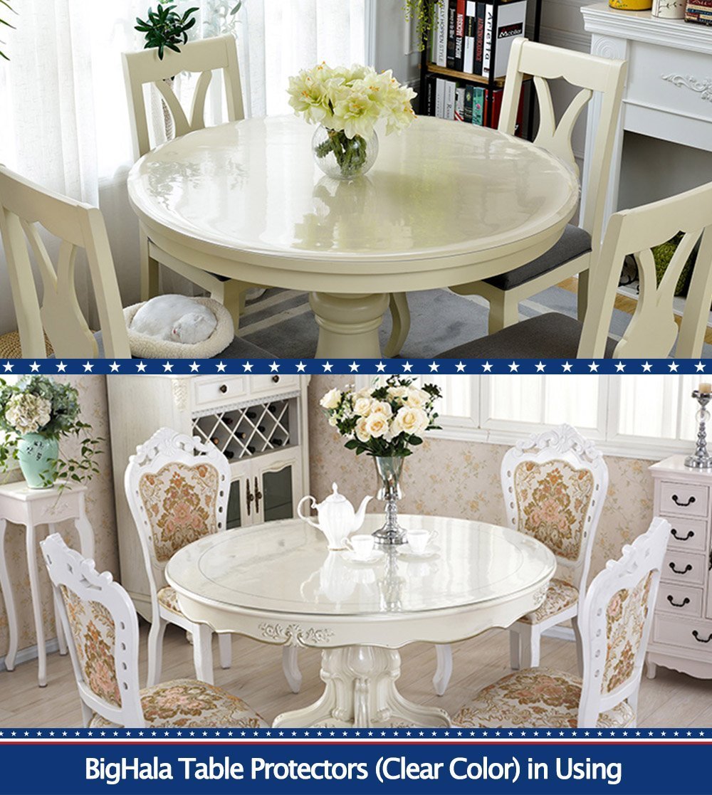 60 x 90 " Clear Plastic Table Protector Thick Wipeable PVC Vinyl Tablecloth Furniture PVC Protective Desktop Liners Cover Waterproof Dining Tabletop Protection Desk Top Blotter Under Grill Mat Pad