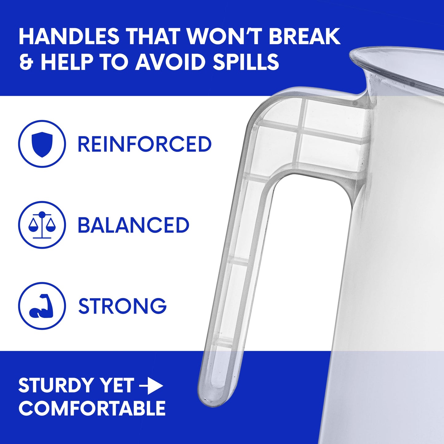 Terbold 5 Liter Measuring Pitcher 3-Pack | 1.3 Gallon Shatterproof Plastic Large Graduated Mixing Pitchers, 1 to 2 Gallons (5L, 5000ml)
