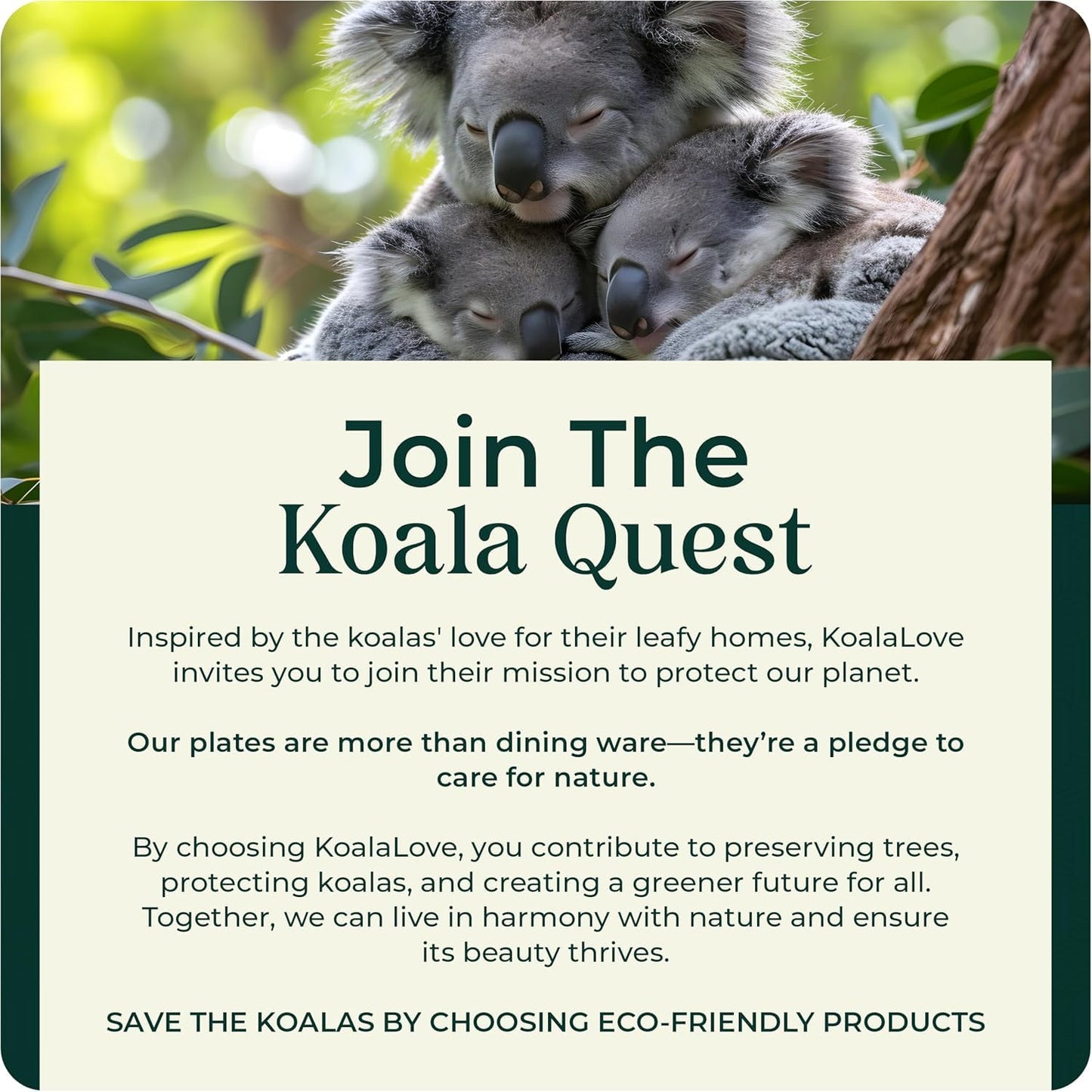 Koala love Palm Leaf Plate Bamboo Paper Plates Disposable 10 Inch & 7 Inch Bulk Party Pack Eco Compostable Biodegradable Wooden Plate Best Alternative To Plastic Paper Plates (50 pc)