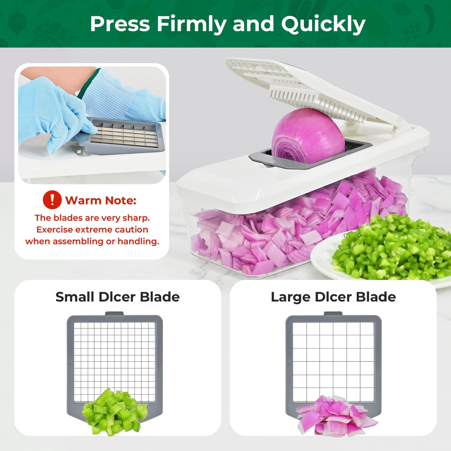 SUSTEAS Vegetable Chopper Mandoline Slicer,6 Blade Pro Food Chopper, Onion Potato Dicer, Veggie Cutter for Salad, Carrot, Cucumber Home Kitchen Gadgets Accessories Essentials(10 in 1, Grayish White)