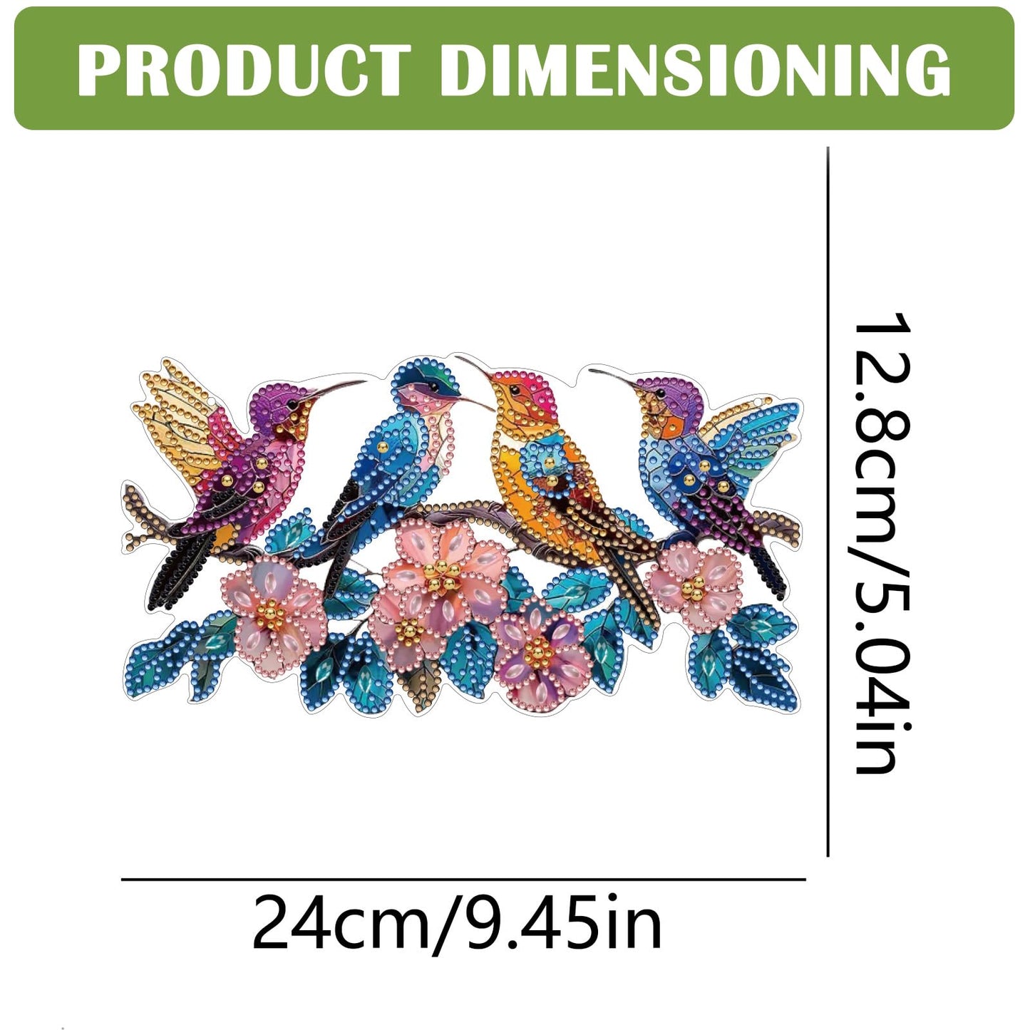 C'eitura 2D Flat DIY Hummingbird Diamond Art - Sparkling Diamond Art Painting Wall Decor, Nature Inspired Home Hanging Art for Living Room & Bedroom