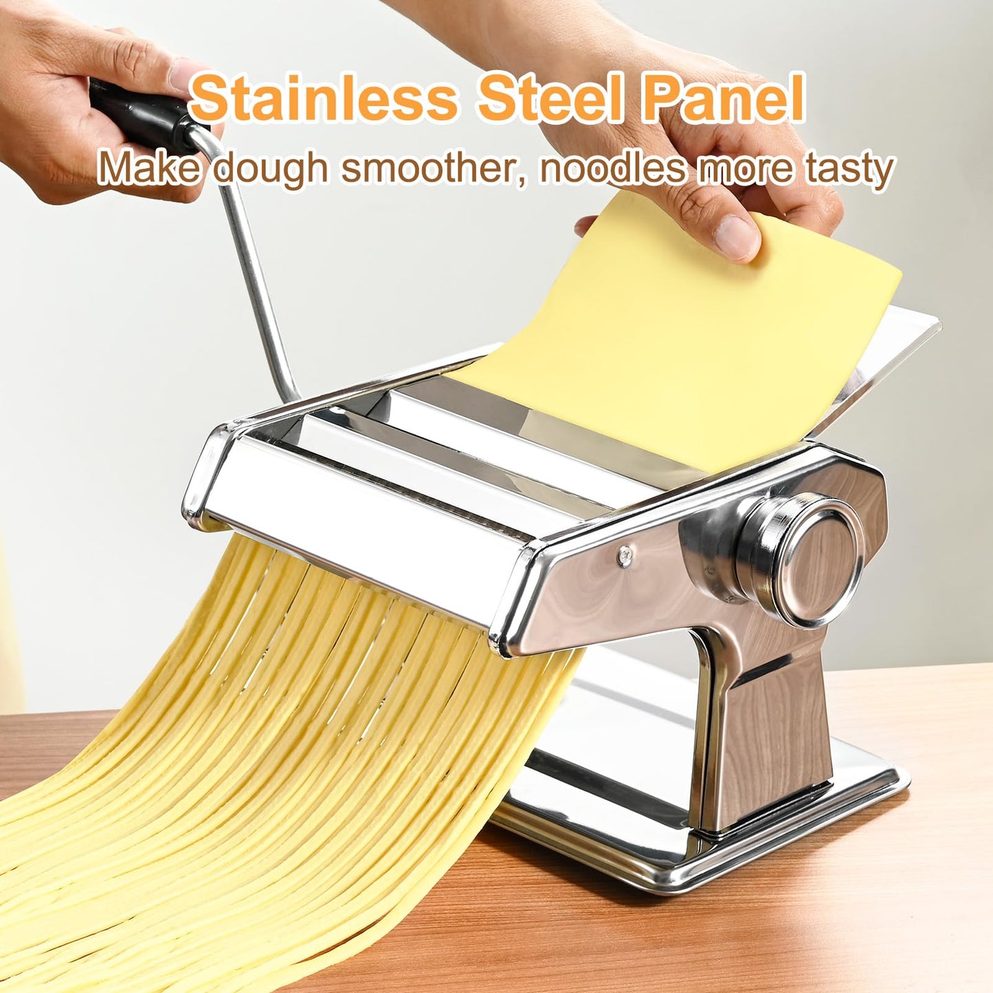FrutPunch Manual Pasta Maker Machine, 9 Adjustable Thickness Settings, Roller and Cutter for Spaghetti, Fettuccine, Lasagna