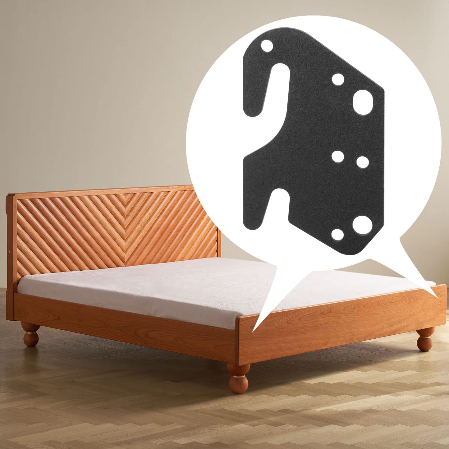 KOPKIO 4 PCS Universal Wood Bed Rail Hook Plates for Headboard Footboard Bed Frame Bracket, Wooden Bed Hook On Bed Rails with Mounting Hardware, Black