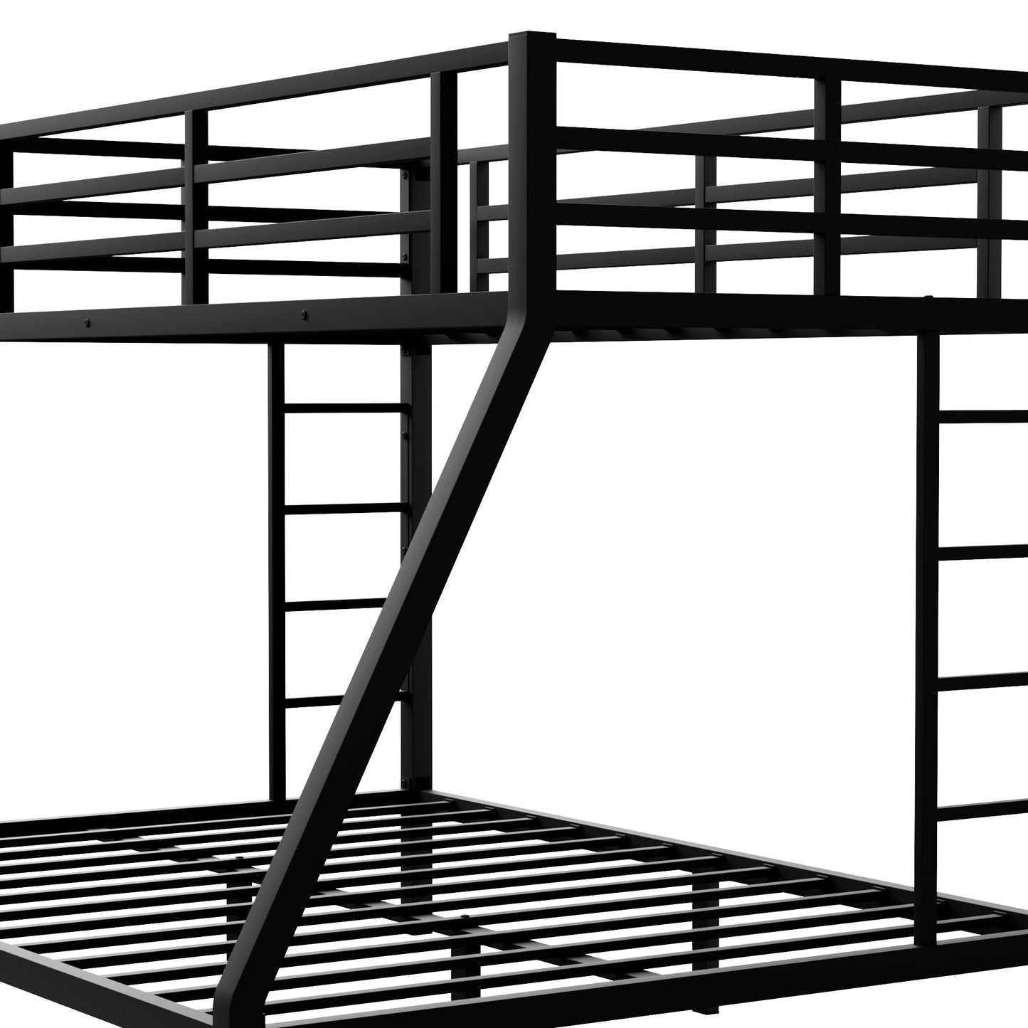 Bellemave Metal Bunk Bed Twin XL Over Queen, Heavy Duty Bed Frame with Guardrails & 2 Side Ladders, Noise Free Sturdy Twin Over Queen Bunk Beds for Adults & Kids, Black