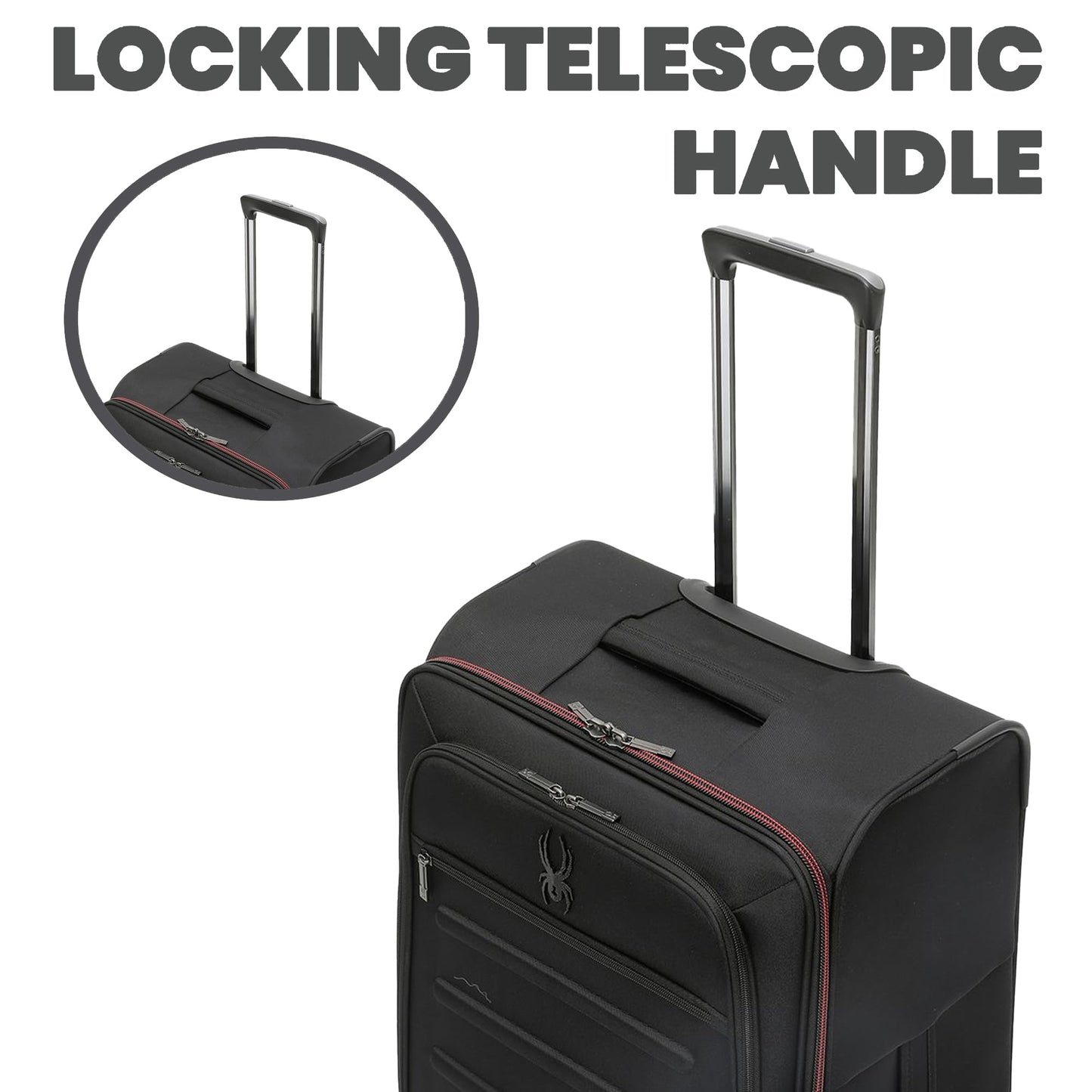 Spyder Pivot Expandable Softside Spinner Checked Luggage with 360° Spinner Wheels (Black, 3-Piece Set)