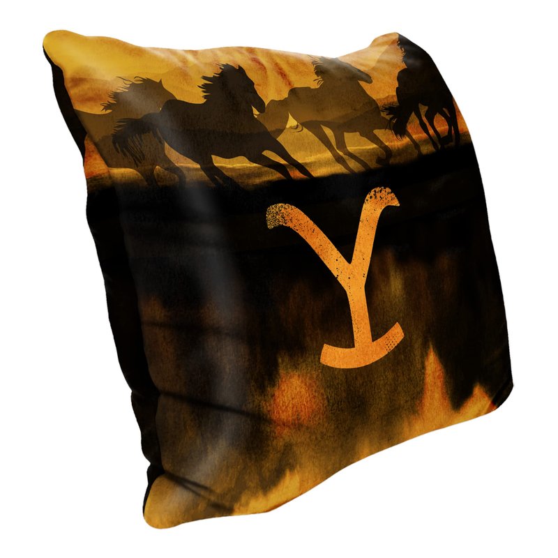 Northwest Yellowstone Velvet Pillow, 16" x 16", Wild Horses