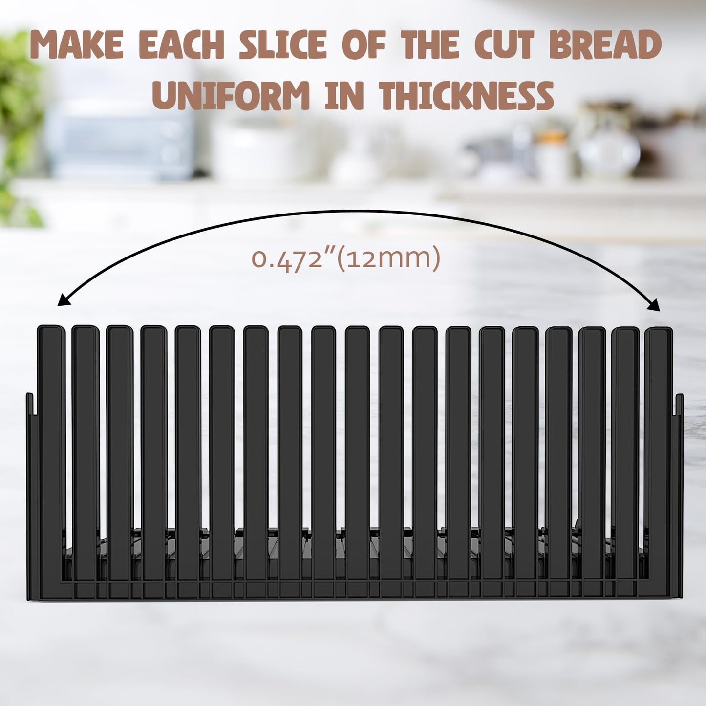 Bread Slicer for Homemade Bread,Adjustable Thickness Slicing Guide,Foldable Portable Bread Cutter Suitability for Homemade Breads,Bagel,Cakes-Kitchen Gadget,Baking Tool & Gift for Mother Father(Black)