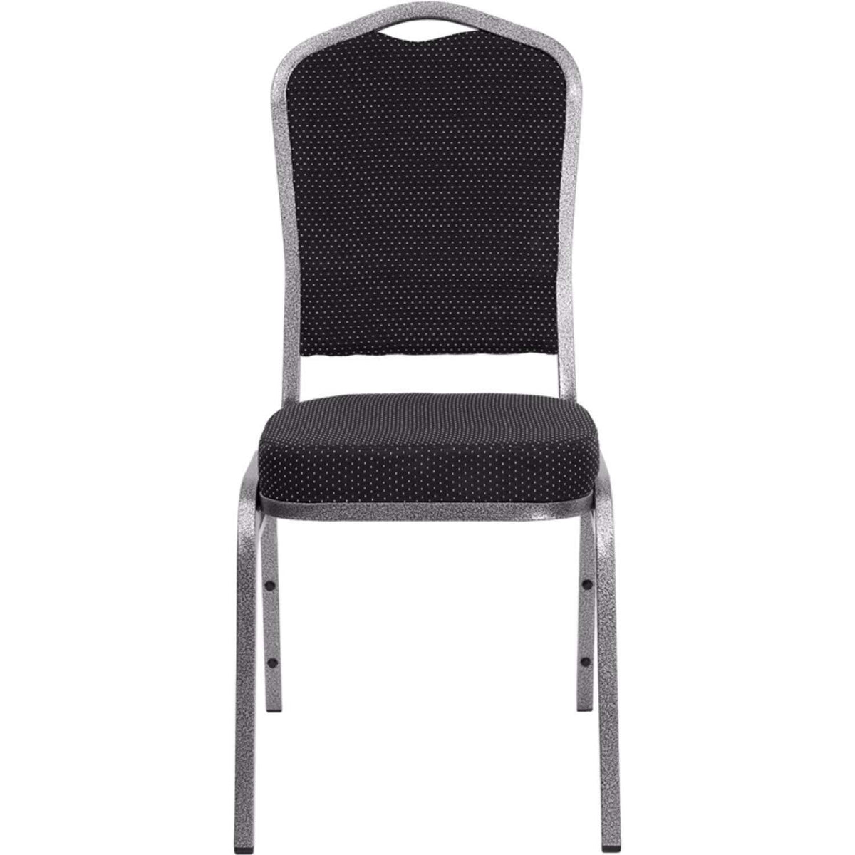 Flash Furniture HERCULES Series Crown Back Stacking Banquet Chair in Black Dot Patterned Fabric - Silver Vein Frame (Pack of 4)