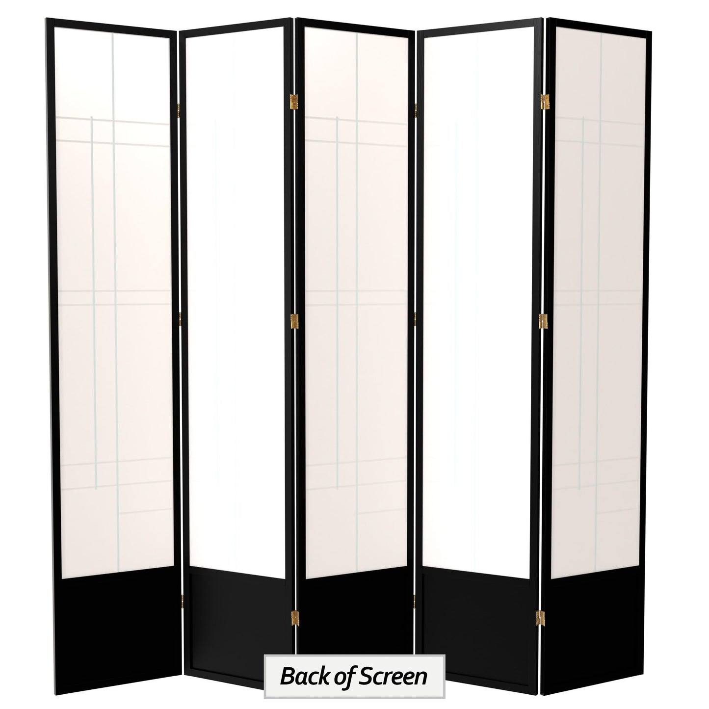 Red Lantern 7 ft. Tall Eudes Shoji Screen - Black - 5 Panels