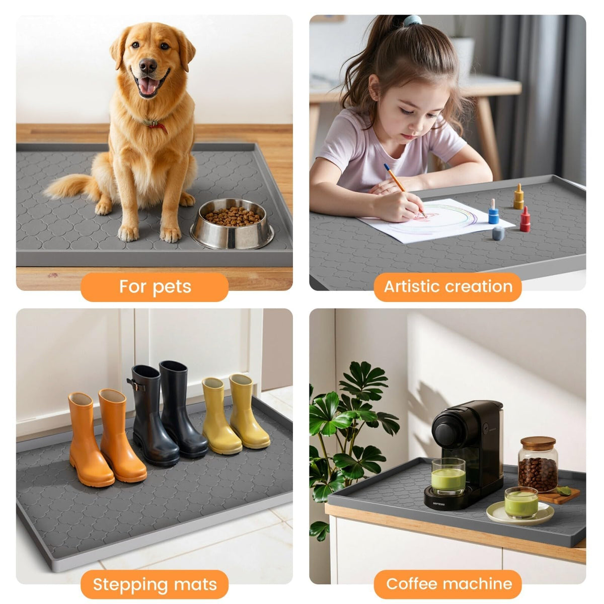 Jin&Bao Waterproof Under Sink Mat 34" x 22", Thick Silicone Mat Cabinet Protector for Kitchen and Bathroom, Shelf Liner, Home Organizer and Storage, Multipurpose Tray for Gadgets and Essentials