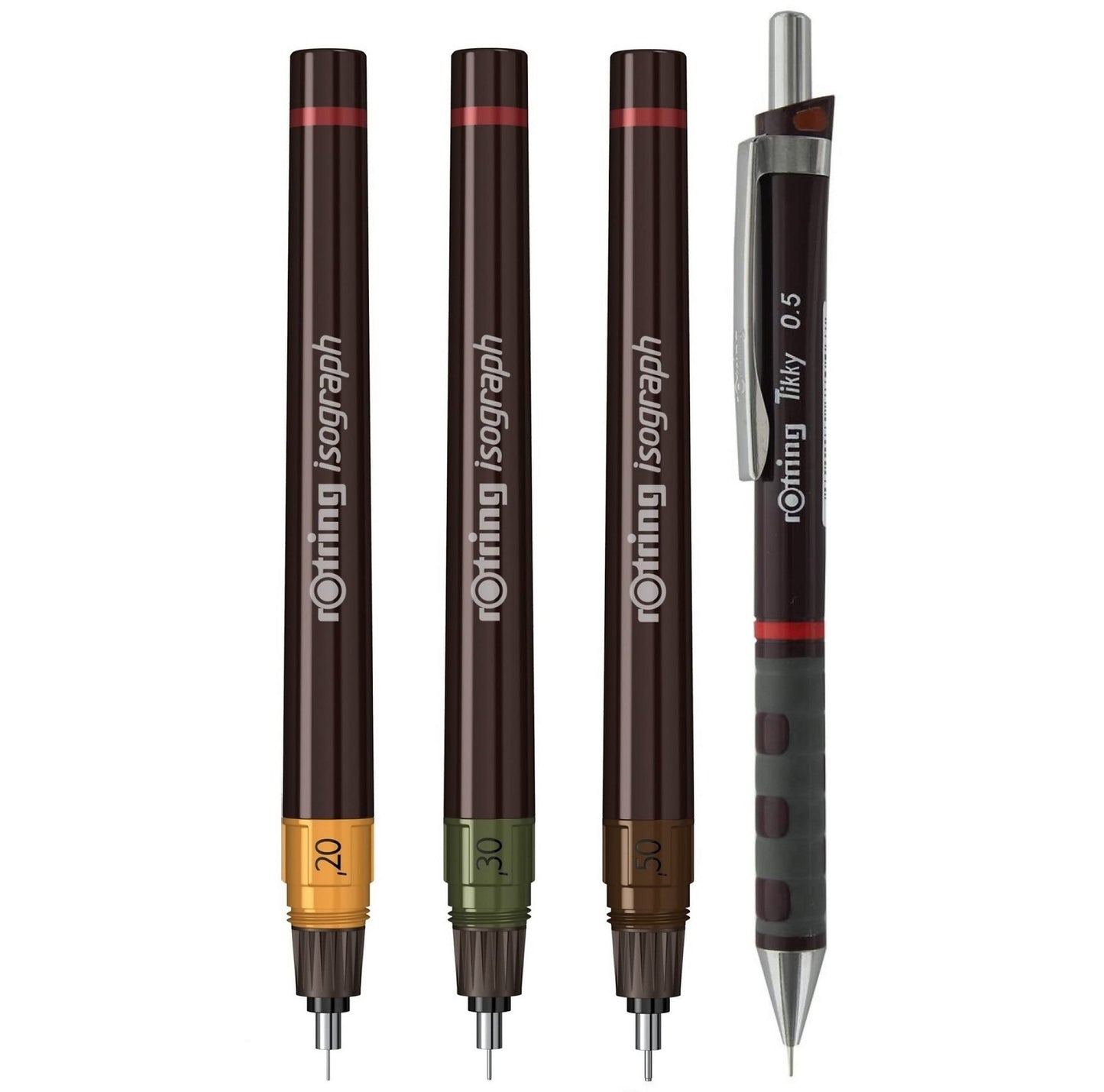 rOtring Isograph Technical Drawing Pen College Set, (0.20, 0.30, 0.50 mm), Includes Pens, Pencil, Eraser, and More - Designed for Precision