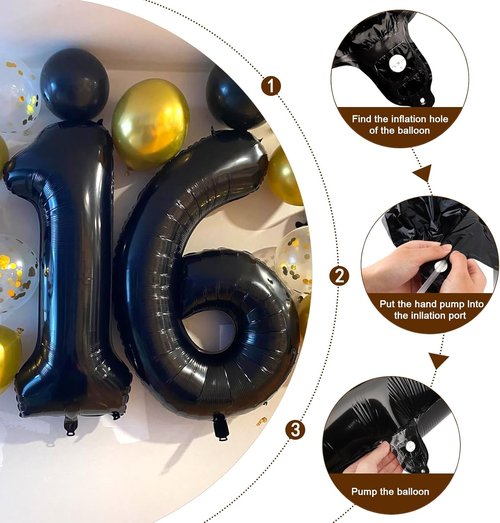 50 Balloon Number - Black 40 Inch Birthday Decorations | Big Digital Balloons for Weddings & Anniversaries