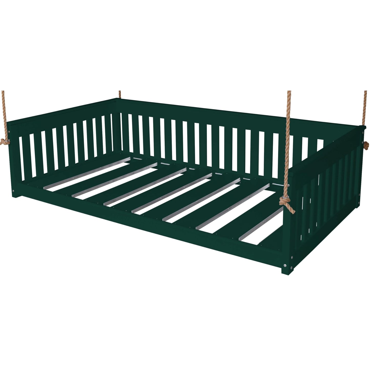Twin Size Hanging Day Bed with Rope, Poly Lumber- Turf Green